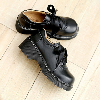 xakxx Women Ribbon Lace Up Oxford Shoes Genuine Split Leather Brogues New Arrival Retro Ladies Flats Zapatos De Mujer1004
