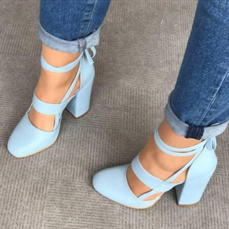 xakxx Women Pumps Plus Size 35-43 Women Heels Chaussures Femme Gladiator Summer High Heels For Party Wedding Shoes Women Thick Heels