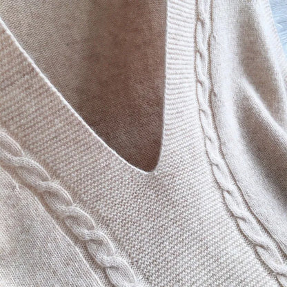 xakxx xakxx-New 100%Pure Wool Cashmere Vest Women V-Neck Thick Sleeveless Wild Sweater Autumn Large Size Waistcoat Knit Vest Pullover
