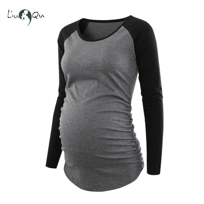 xakxx Women's Maternity Long Sleeve Pregnant Blouses Tops Flattering Side Ruching Maternity Clothes Pregnancy T-Shirt
