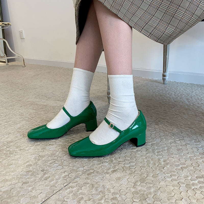 xakxx Fashion Women's Shoes Mary Jane Style Ladies Shoes Low Heel Shallow Mouth Round Toe Solid Color Women's Shoes Party Shoes