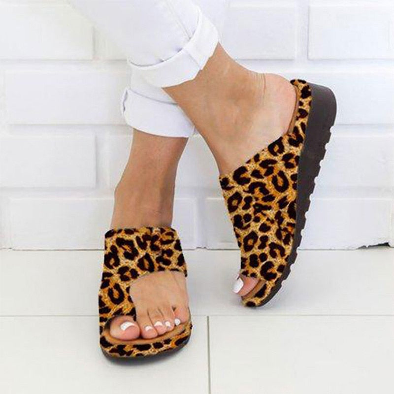 xakxx Women PU Leather Shoes Comfy Platform Flat Sole Ladies Casual Soft Big Toe Foot Correction Sandal Orthopedic Bunion Corrector