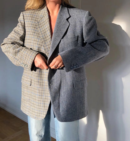 xakxx Autumn Winter Women Blazer Thick Vintage Plaid Long Wool Coat Casual Oversize Shirt Jacket Loose Warm Outwear Overcoats Female
