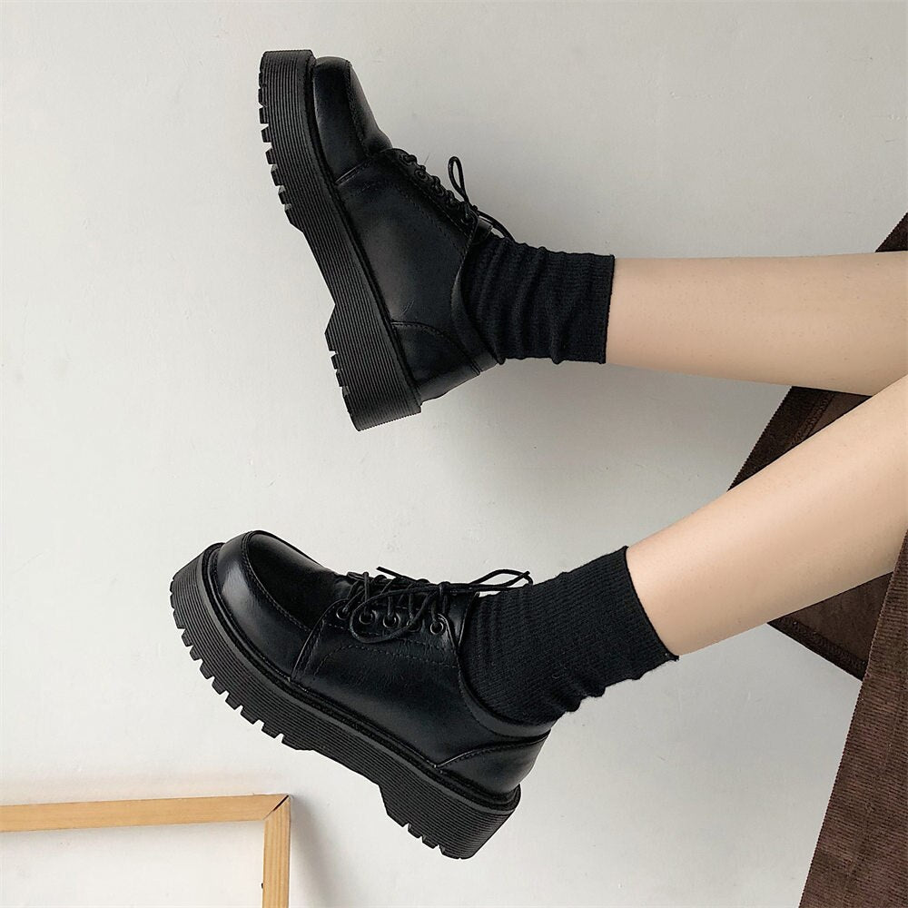 xakxx Japanese School Uniform Shoes Jk Student Shoes Girls Women Kawaii Lolita Soft Girl Round Toe Lolita Platform Mary Jane Shoes