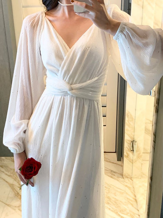 xakxx Women Spring Women Maxi Robe Elegant Ladies Long Lantern Sleeve Fashion Vestdios Female Party High Waist Dress