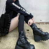 xakxx Gothic Punk Street Women Ankle Boots Platform Wedges High Heels Short Boots New Fashion Design Rivet Cosplay Shoes