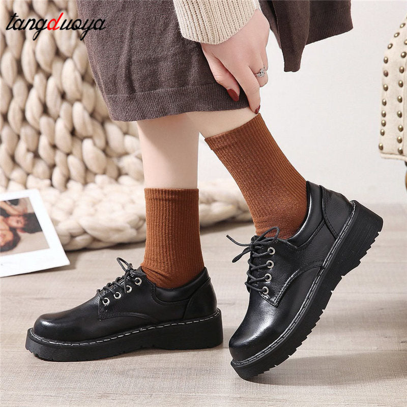 xakxx Japanese School Uniform Shoes Jk Student Shoes Girls Women Kawaii Lolita Soft Girl Round Toe Lolita Platform Mary Jane Shoes