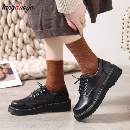 xakxx Japanese School Uniform Shoes Jk Student Shoes Girls Women Kawaii Lolita Soft Girl Round Toe Lolita Platform Mary Jane Shoes