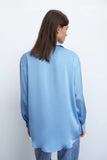 xakxx Women Fashion Loose Asymmetry Poplin Blouses Vintage Long Sleeve Button-Up Female Shirts Blusas Chic Tops