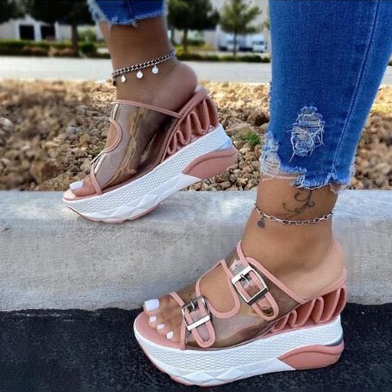 xakxx New INS Hot brand wave wedges sandals comfortable summer platform sandals women high heels casual shoes woman
