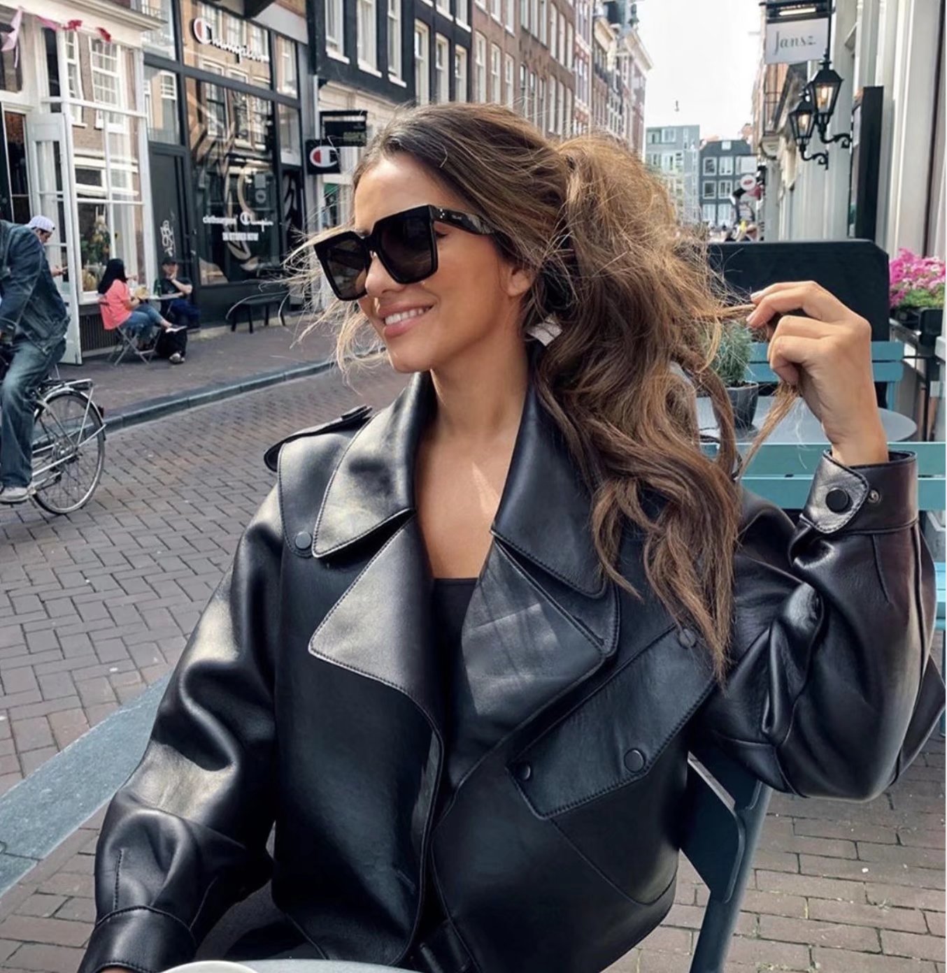 xakxx Short Loose Pu Leather Jacket Autumn Winter Soft Faux Leather Jacket Street Casual Outwear Ladies Biker Jacket