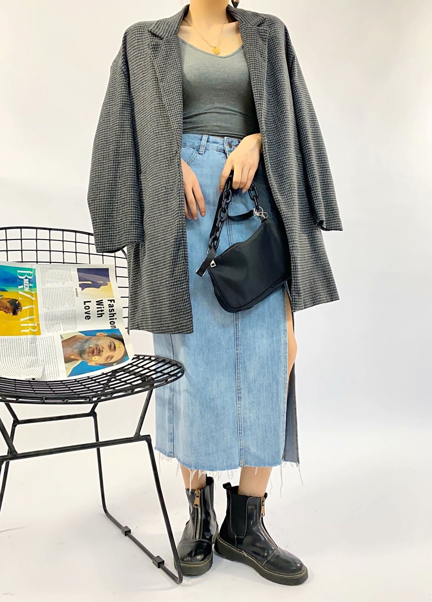 xakxx Stylish Notched Collar Plaid Suit Jackets For Women  Spring Single-Breasted Loose Female Blazer Chic Ladies Outwear