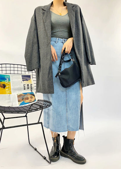 xakxx Stylish Notched Collar Plaid Suit Jackets For Women  Spring Single-Breasted Loose Female Blazer Chic Ladies Outwear
