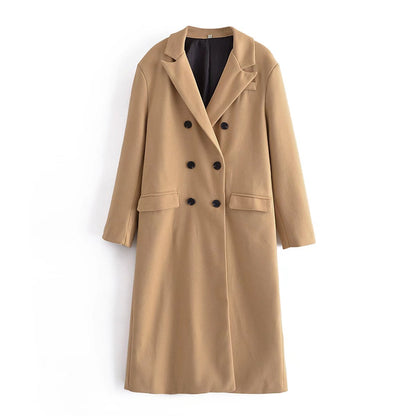 xakxx Women Autumn New Double Breasted Jacket Overcoat Vintage Long Sleeve Female Outerwear Chic Tops