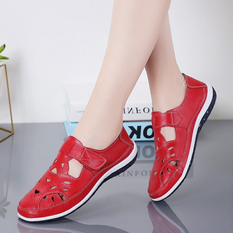 xakxx  Women Sandals Summer Ladies Girls Comfortable Ankle Hollow Round Toe Sandals Woman Soft Beach Sole Female Shoes Plus Size