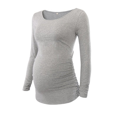 xakxx Women's Maternity Long Sleeve Pregnant Blouses Tops Flattering Side Ruching Maternity Clothes Pregnancy T-Shirt