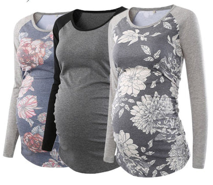 xakxx Women's Maternity Long Sleeve Pregnant Blouses Tops Flattering Side Ruching Maternity Clothes Pregnancy T-Shirt