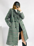 xakxx Women  Fashion Houndstooth Wool Coat Vintage Long Sleeve Autumn Long Double Breasted Jacket Female Outerwear Tops