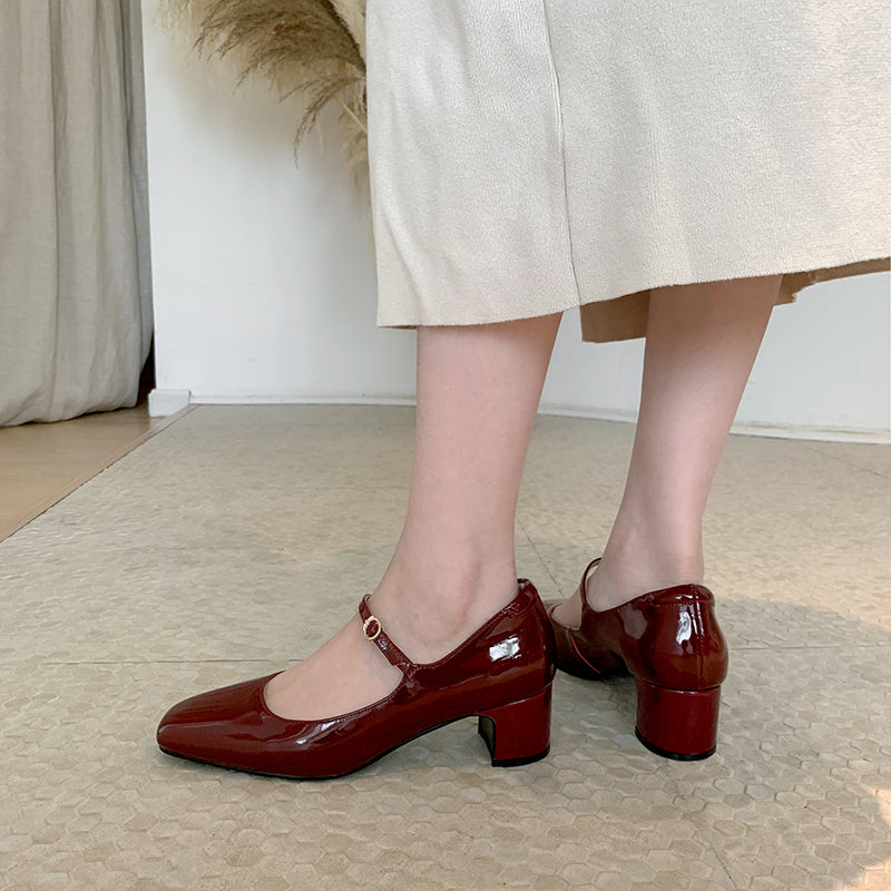 xakxx Fashion Women's Shoes Mary Jane Style Ladies Shoes Low Heel Shallow Mouth Round Toe Solid Color Women's Shoes Party Shoes