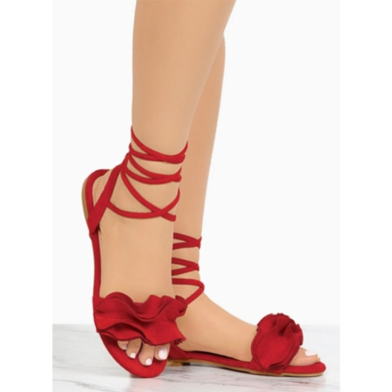 xakxx  Sandals Women Flat Sandals Ankle Strap Handmade Beaded Special Women's Shoes Beach Sandals Plus Size 35-43