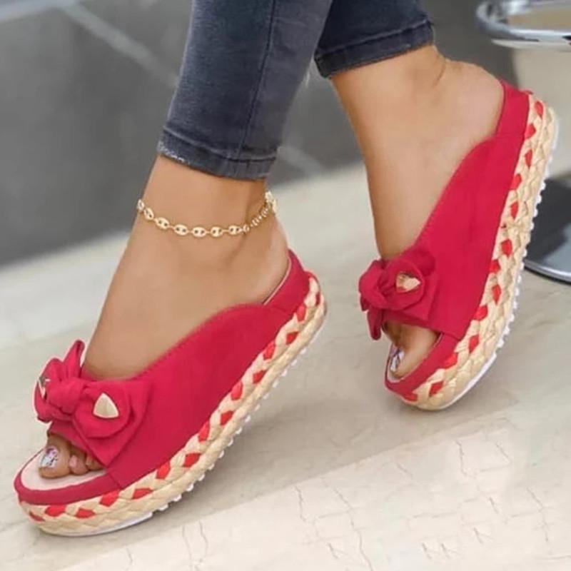 xakxx New Women Sandals Platform Sandals Shoes Women Bow Summer Sandals Slipper Flip-Flops Beach Shoes Female Slippers Plus Size