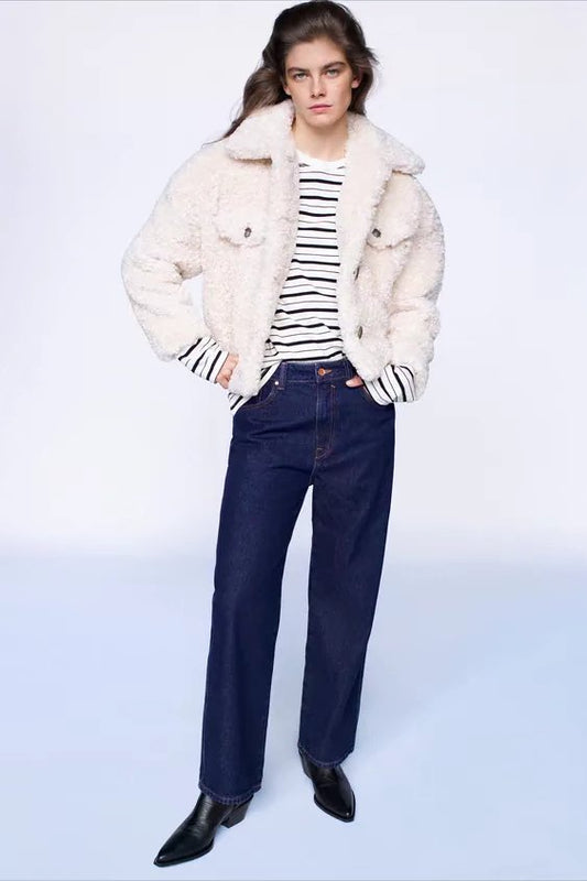 xakxx New Women's Coat Solid Short Section Listing Lady Long Sleeve Warm Suede Jacket Winter Female Coats Outerwear