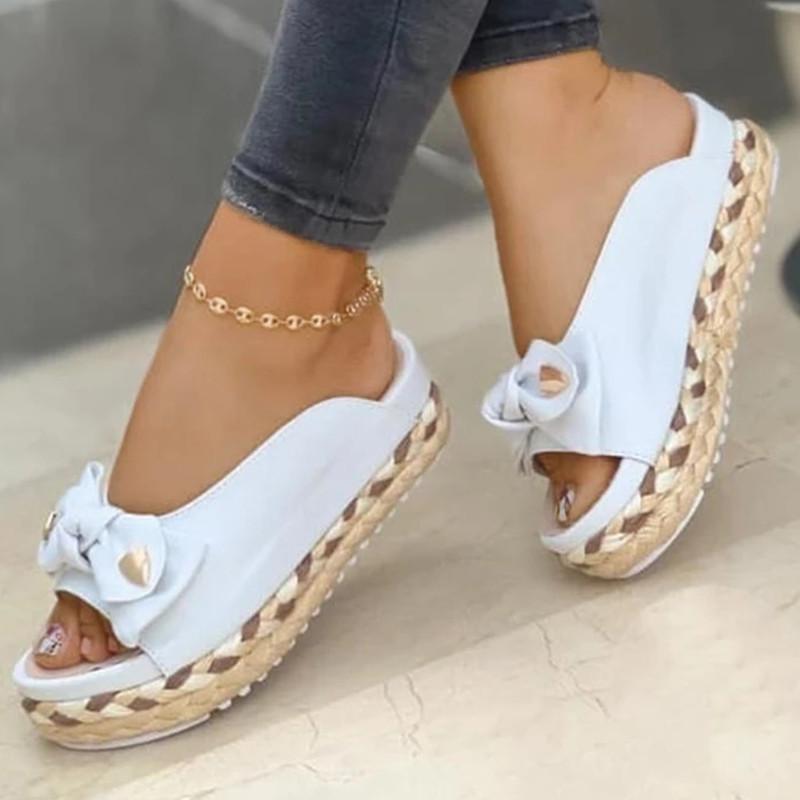 xakxx New Women Sandals Platform Sandals Shoes Women Bow Summer Sandals Slipper Flip-Flops Beach Shoes Female Slippers Plus Size