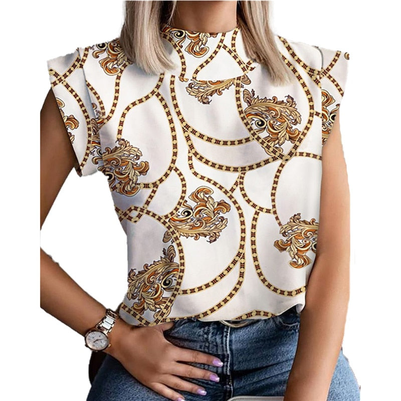 Women Lips Printed T Shirt Ladies Casual Stand Neck Tee Tops Short Sleeve Streetwear Summer Floral Plus Size Pullover T-shirts