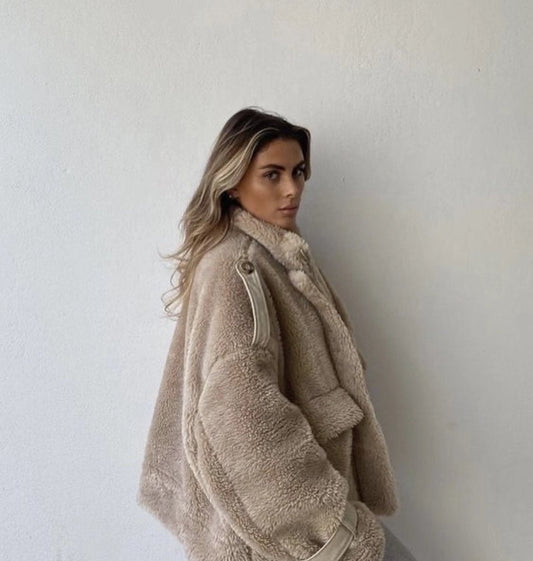 xakxx Winter Coat Women Faux Fur Coat Fashion Lapel Thick Loose Zipper Women's Jacket Causal Female Coat