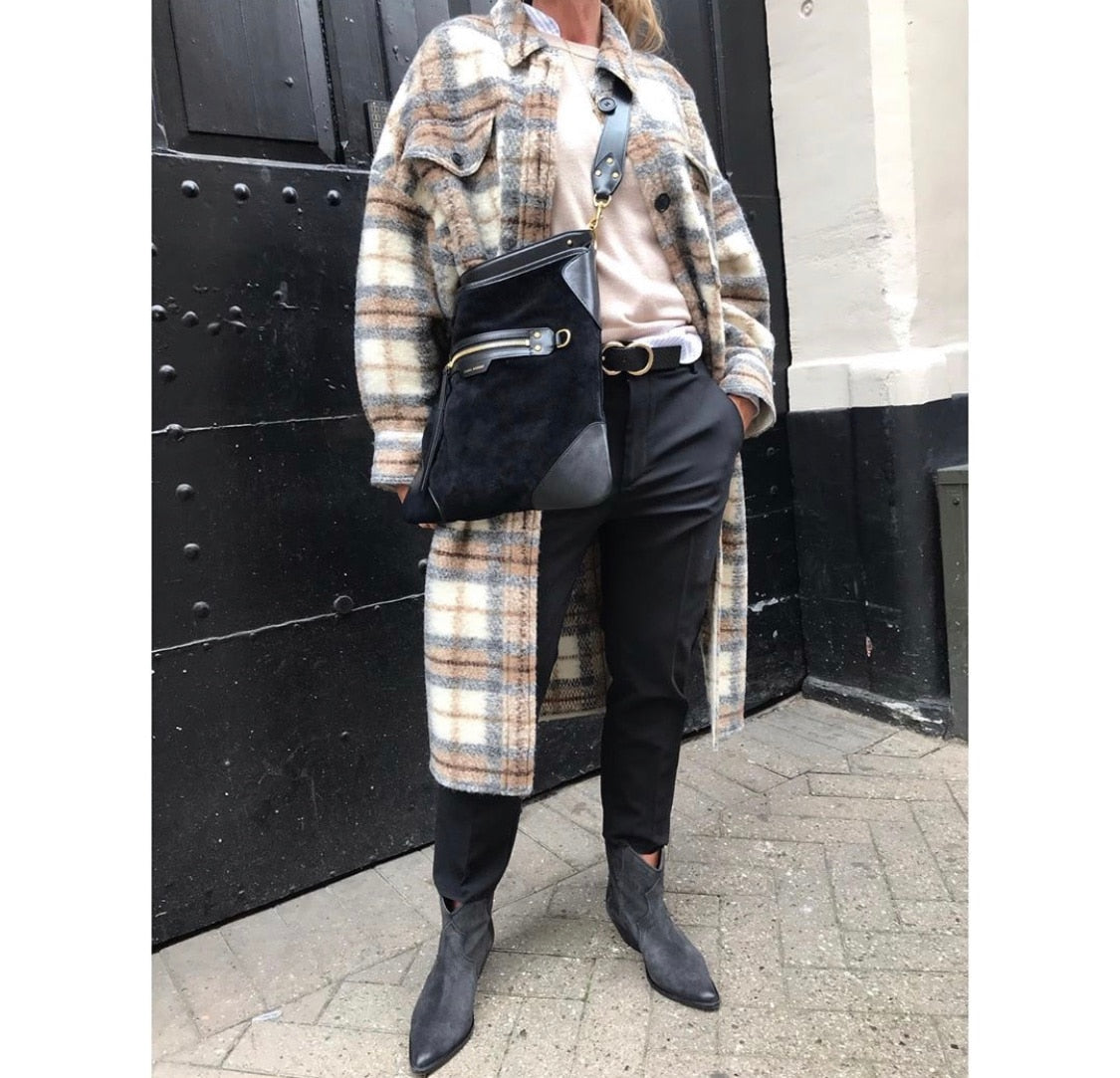 xakxx New Autumn Winter Women Thick Vintage Plaid Long Wool Coat Casual Oversize Shirt Jacket Loose Warm Outwear Overcoats Female