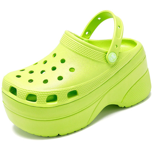 xakxx Summer Green Platform High Heels Sandals Non-slip Wedges shoes for Women 10 cm Increase Fashion Garden Shoes