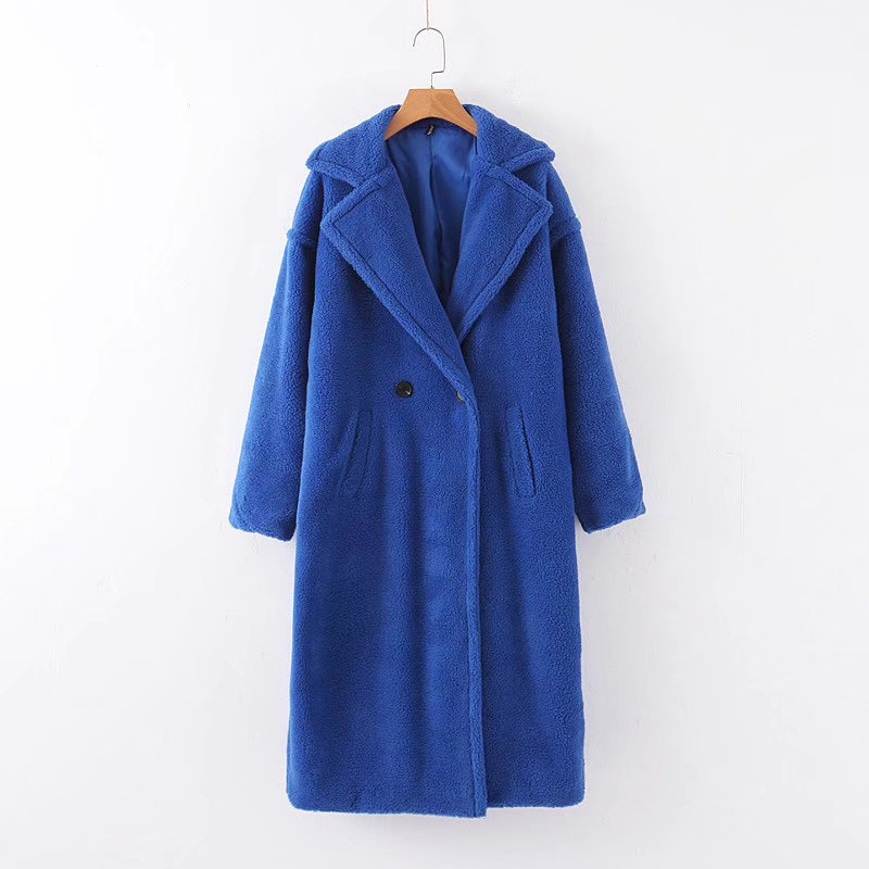 xakxx Autumn Winter Women's Loose Jackets Lamb Wool Oversize Coats Round Neck Outwear Female Coats Long Sleeve Cotton Clothing