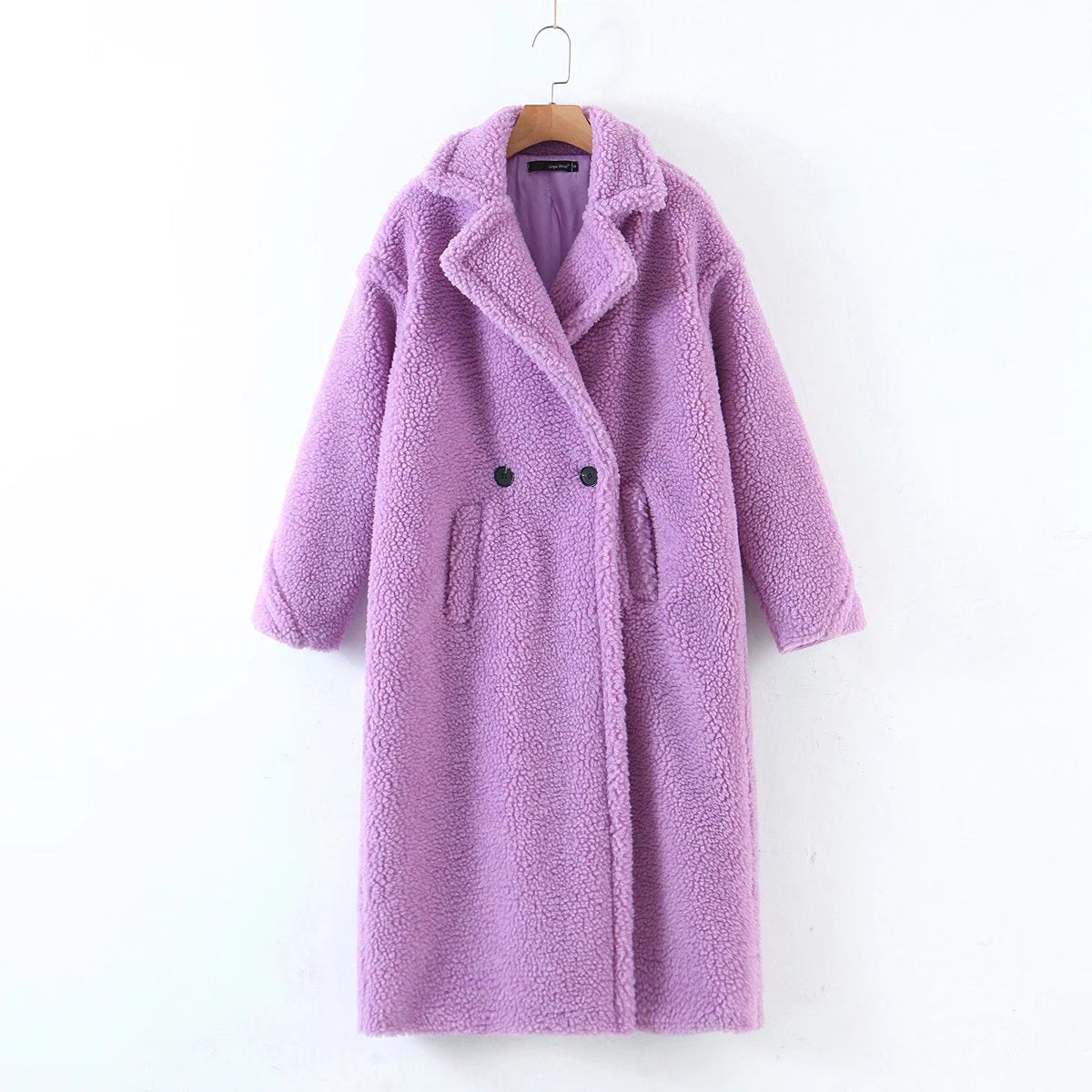 xakxx Autumn Winter Women's Loose Jackets Lamb Wool Oversize Coats Round Neck Outwear Female Coats Long Sleeve Cotton Clothing