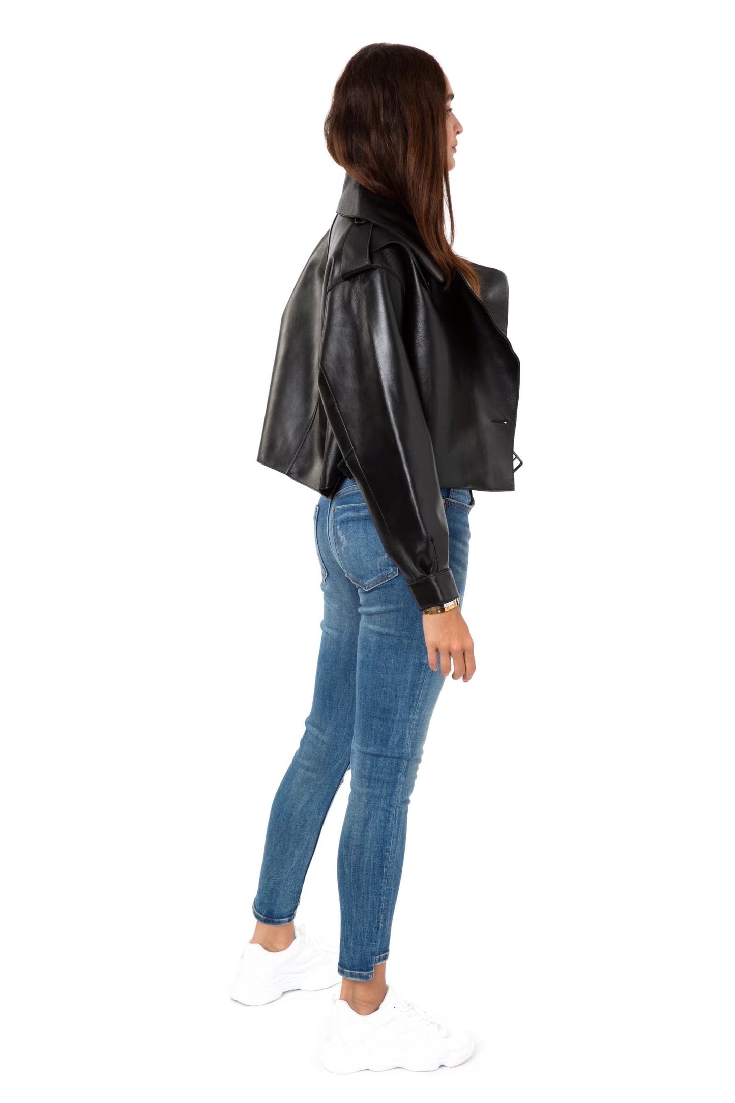 xakxx Short Loose Pu Leather Jacket Autumn Winter Soft Faux Leather Jacket Street Casual Outwear Ladies Biker Jacket