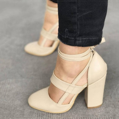 xakxx Women Pumps Plus Size 35-43 Women Heels Chaussures Femme Gladiator Summer High Heels For Party Wedding Shoes Women Thick Heels