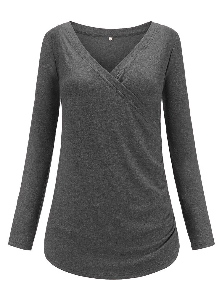 Breastfeeding Clothes Long Sleeve Pregnant Tops Maternity  Womens Clothing Pregnancy Shirts Casual Breastfeed Blouses