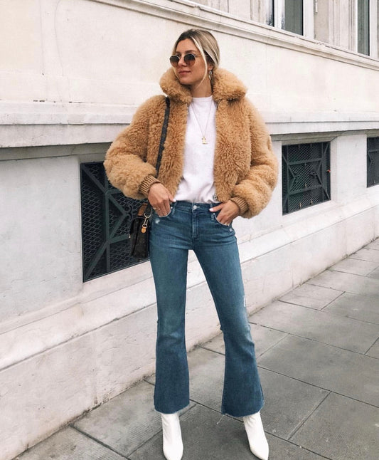 xakxx Autumn Winter Fashion Women Faux Fur Fluffy Coat Female Zipper Furry Coats Short Jackets Ladies Thick Warm Outerwear