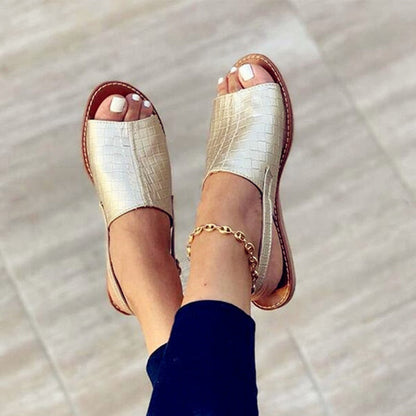 xakxx Women's Sandals Summer Female Slippers Flat Woman Peep-toe Comfort Slip-on Casual Shoes Mujer Slingback