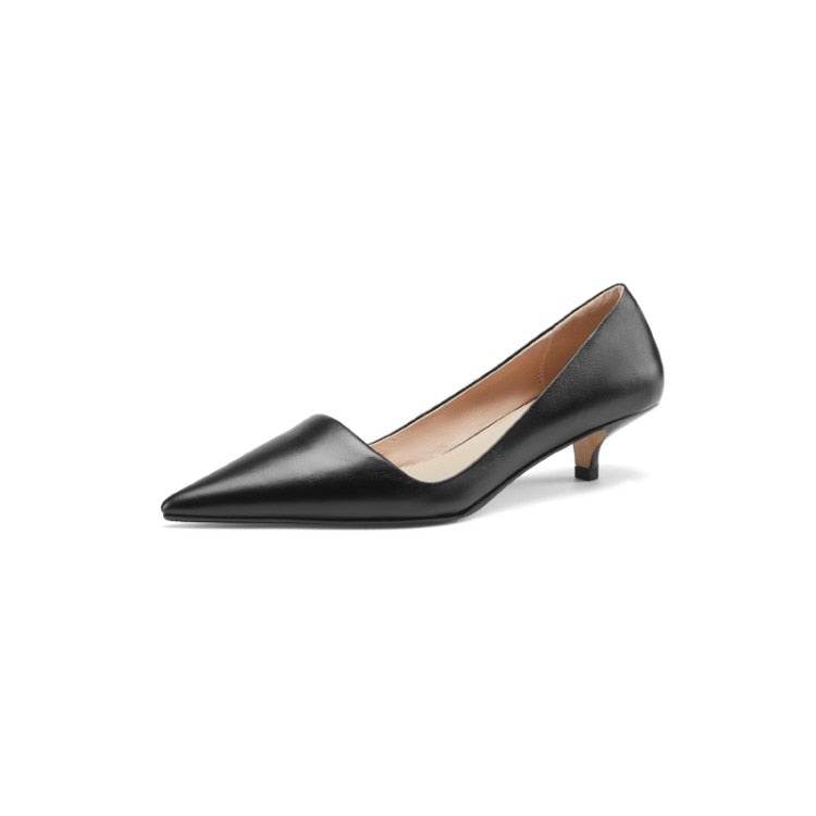 xakxx Fall Outfit Low Heel Shoes For Women Summer Leather Slip-On Office Dress Shoes Pointed Toe Female Wedding Bridal Shoes Ladies Pumps