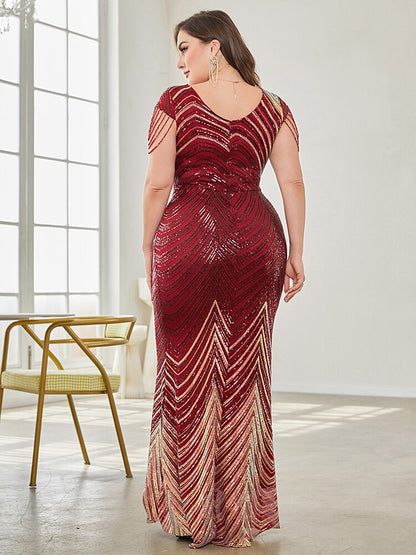 xakxx Elegant Deep V Neck Burgundy Red Sequin Evening Dress Party Maxi Dress Women Beading Dress Long Prom Cocktail Dress