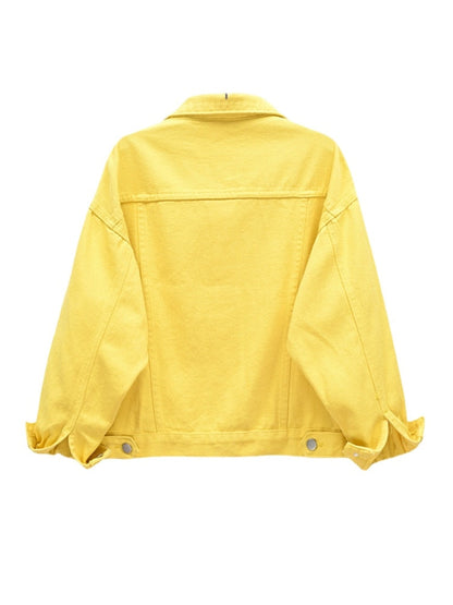 xakxx Denim Jacket Women New Short Loose Casual Coat Spring and Autumn Pink Cowboy Coat  Jacket Women  Korean Coats Women  Jackets