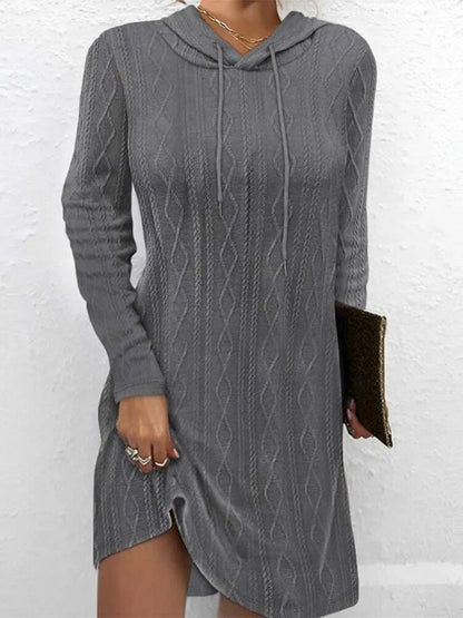xakxx xakxx- Casual Hooded Dress Women Pullover Long Sleeve Loose Fitting Mini Dresses Female Autumn WInter Sweatshirt Dress