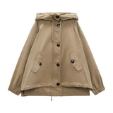 xakxx - New Women's  with buttons on the front with zipper and closed buttons on the loose parka jacket