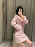 xakxx - New Women's  Temperament Fashion Sweet Multi Color Button Pleated Slim Fit Long Sleeve Dress Group