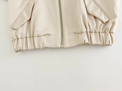 xakxx - New Women's Clothing  Casual Temperament Fashion Elegant Ruili Sweet Silk Satin Texture Bomber Jacket