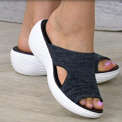 xakxx Women Wedge Sandals Ladies Summer Shoes Woman Platform Slippers Female Slip On Flats Peep Toe Slide Sandalias De Mujer