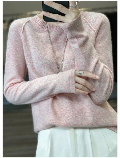 xakxx xakxx-Merino round neck sweater women's 100 pure wool bottoming shirt  new winter loose knitted cashmere sweater