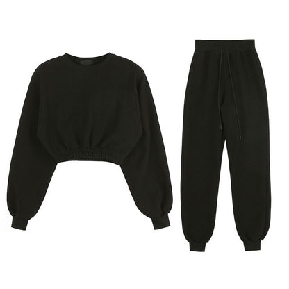 xakxx Women Pullover Hoodies Sweatshirts Suit Winter Spring Solid Casual Tracksuit Fleece 2 Pieces Set Sweatpants Quality Outfits