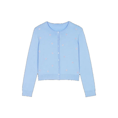 xakxx xakxx Long Sleeve Diamond Embellished Knit Cardigan Blouse Women���s Korean Fashion Vintage