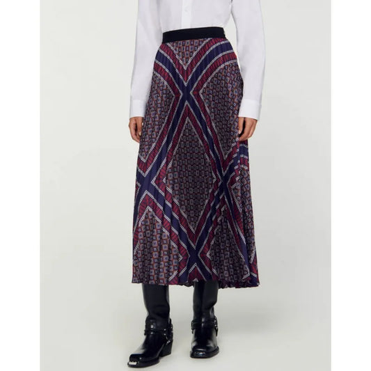 xakxx xakxx  Fall/Winter Geometric Print Pleated Half-body Skirt For Woman Cheap Women's Clothing